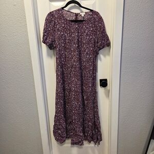 J. Crew Burgundy and Light Blue Floral Dress